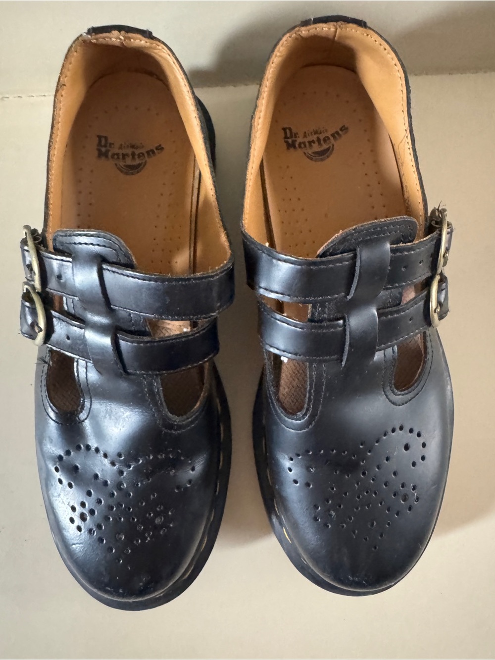 Dr. Martens 12916 Black Leather Double Buckle T Bar Mary Jane Shoes 7 - Picture 3 of 10